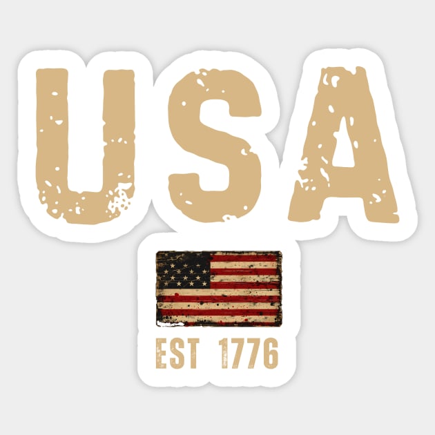 Vintage USA Patriotic Flag EST 1776 – Retro Sticker by Inkarti